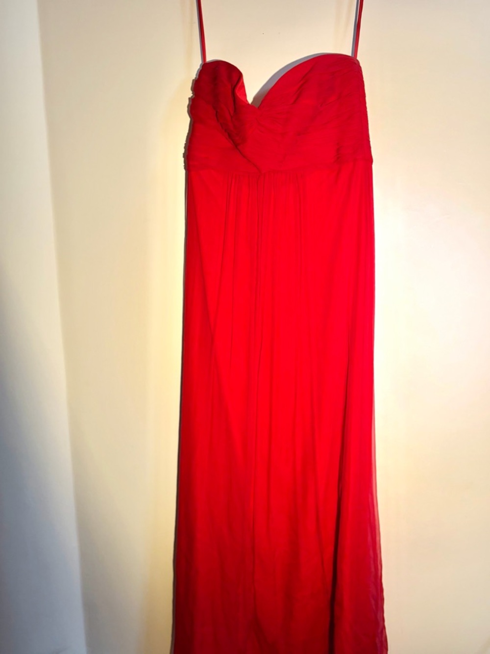 Amsale Red Strapless Sweetheart Maxi Dress